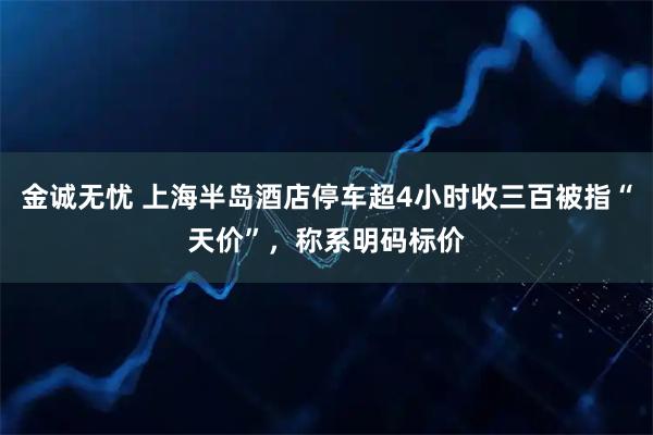 金诚无忧 上海半岛酒店停车超4小时收三百被指“天价”，称系明码标价