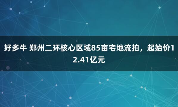 好多牛 郑州二环核心区域85亩宅地流拍，起始价12.41亿元